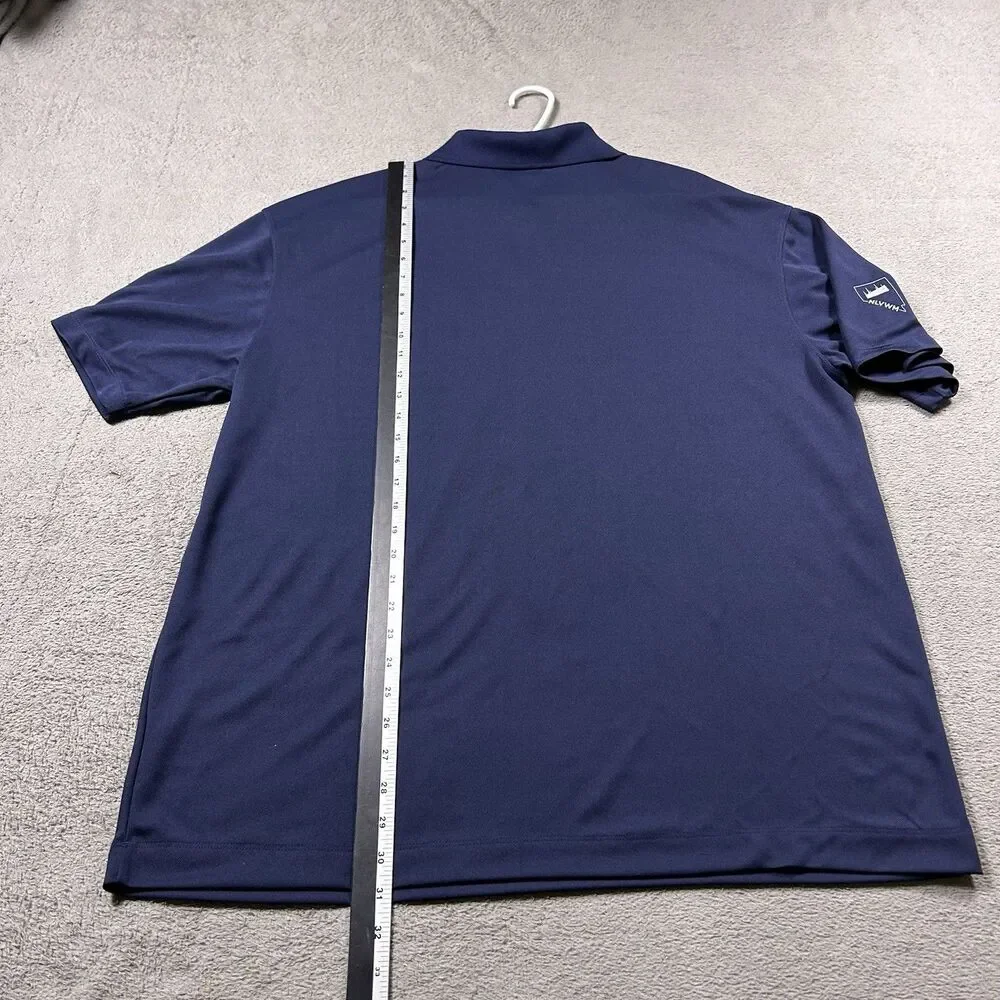 Nike Golf Polo Shirt Mens XL Navy Blue Dri-Fit Short Sleeve NLVWM Graphic